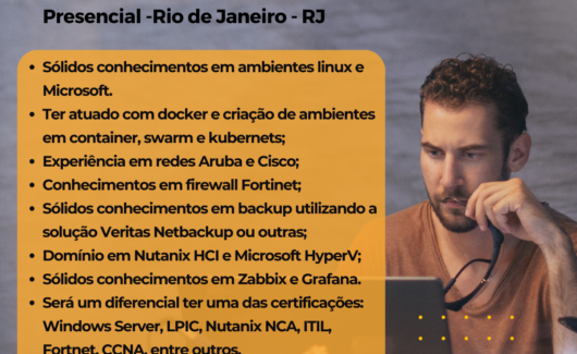 Analista de Infraestrutura- Rio de Janeiro- RJ (Presencial)